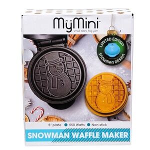 MyMini Snowman Waffle Maker 5" Christmas Holiday Non-Stick Compact Gift Novelty